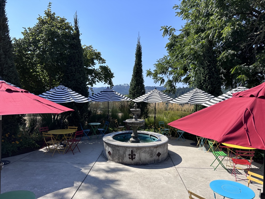 The setting for an outside tasting at Walnut Ridge Vineyard